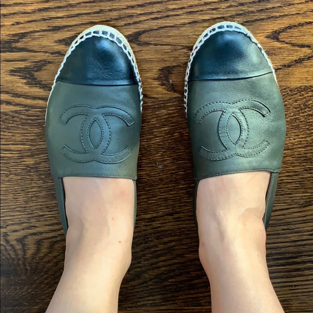 Authentic Chanel Espadrilles in Dark Brown Size 37